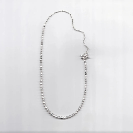 錯置銀球珍珠項鍊