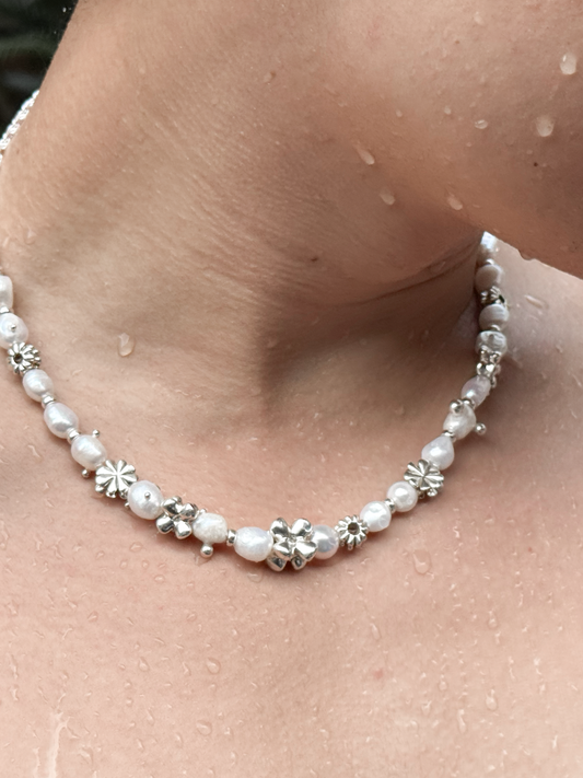 Bloom Pearl Silver Necklace
