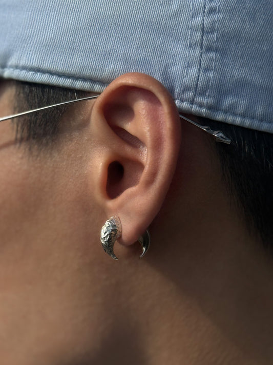 Etched Silver Crescent Earrings