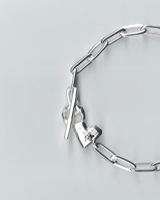 Sculpted Heart Gem Set Bracelet