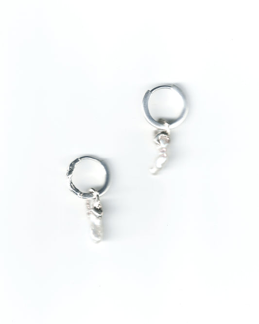 珍珠熔鑲墜耳環