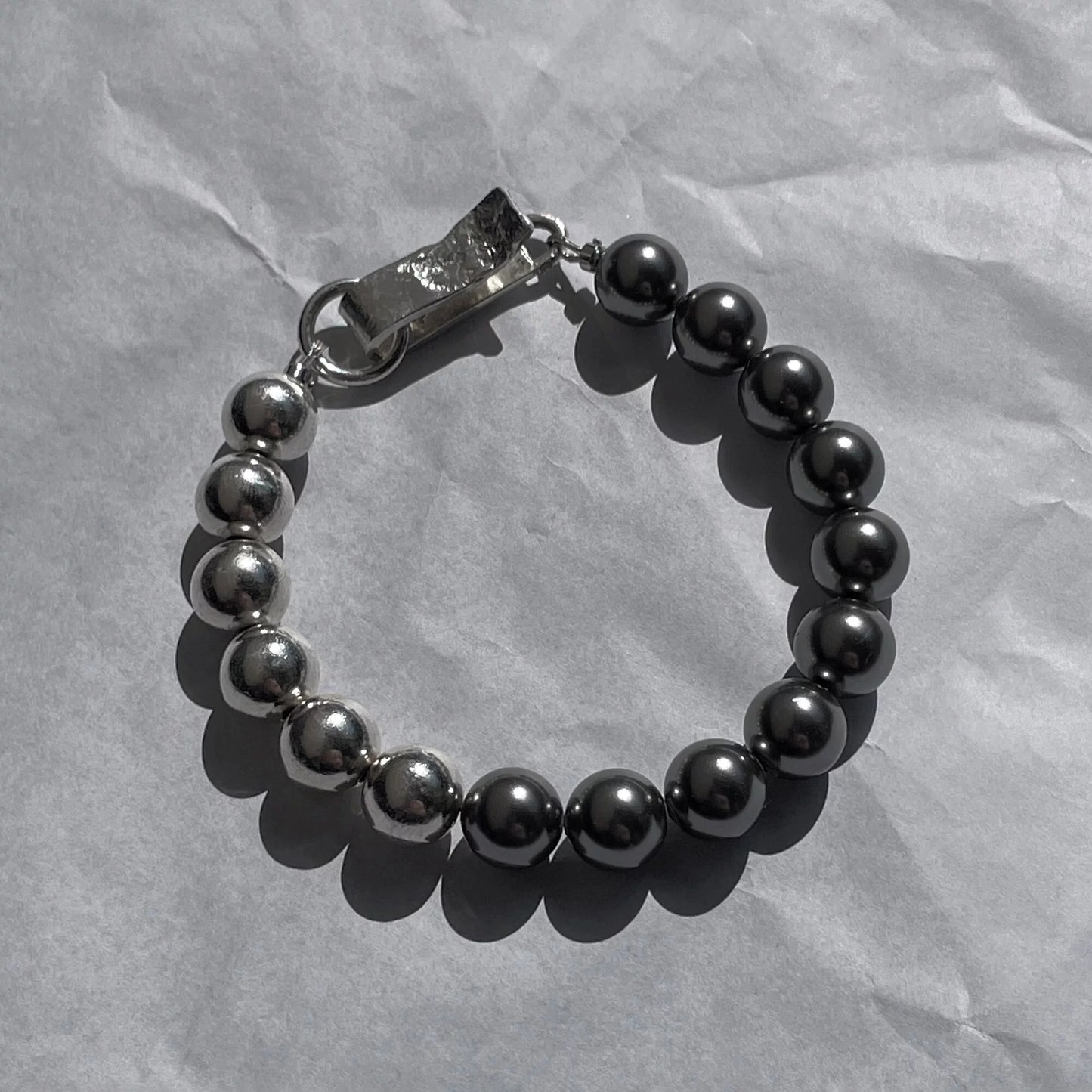 Iron Gray Pearl Silver Bracelet