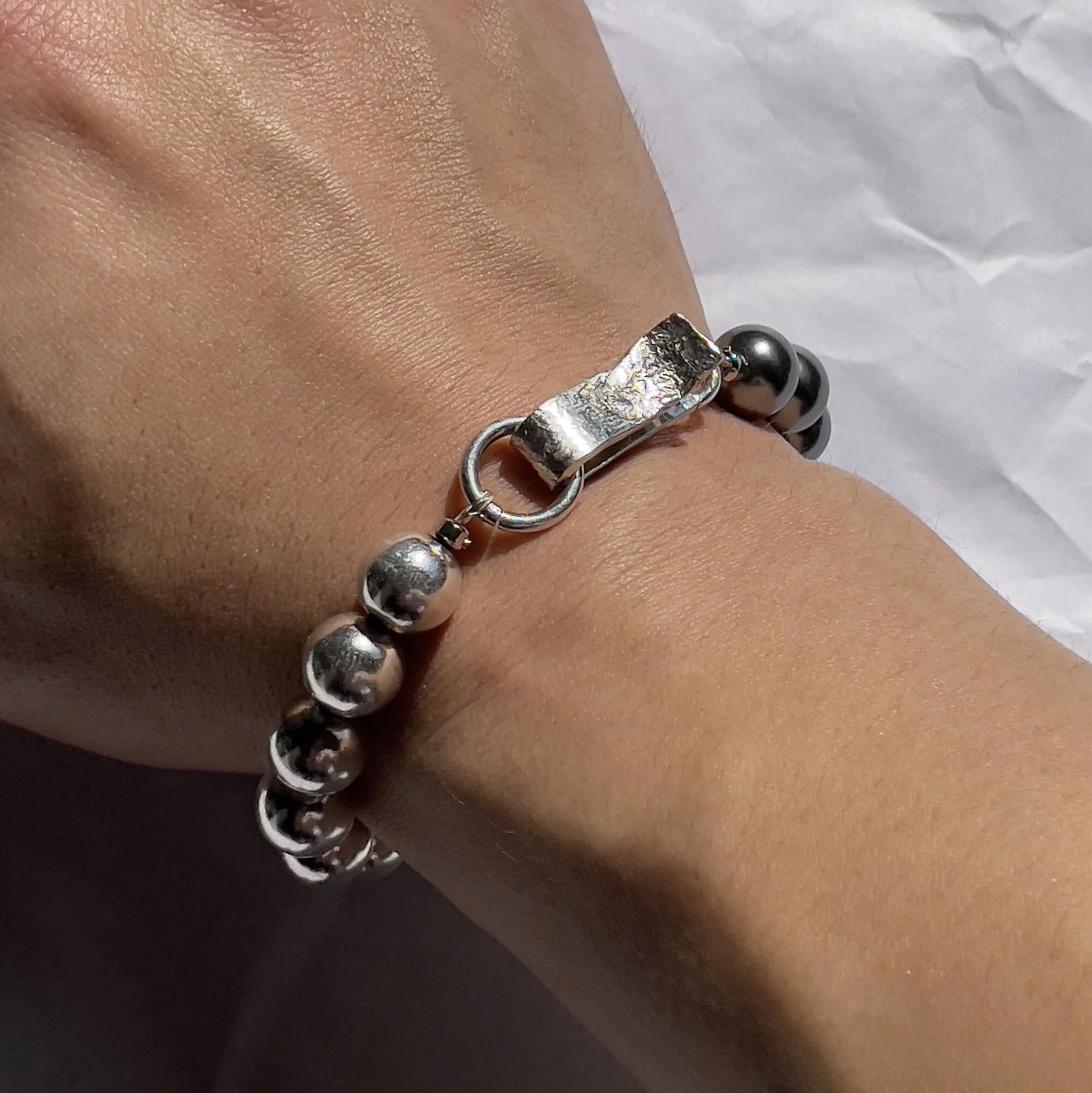 Iron Gray Pearl Silver Bracelet